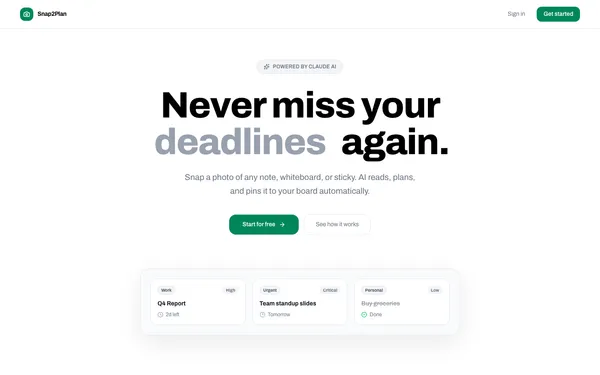 Snap2Plan: AI-Powered Task Management